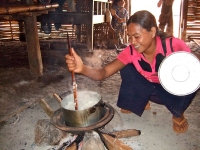 © Martina Miethig, Kambodscha, Mondulkiri, Pulung Dorf, Frau beim Kochen