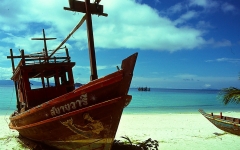 © Martina Miethig, Thailand, Ko Phangan, Fischerboot am Strand