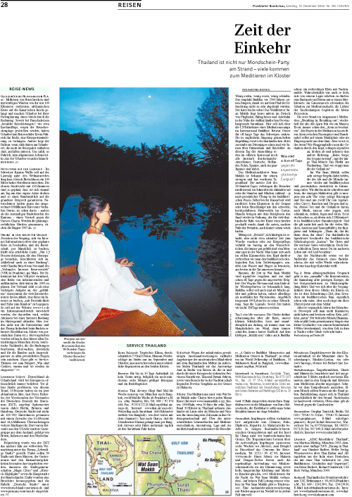 Thailand-Reportage über Meditation in der Frankfurter Rundschau