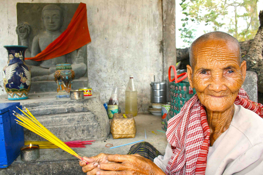 © Martina Miethig, Kambodscha, alte Frau in Tonle Bati