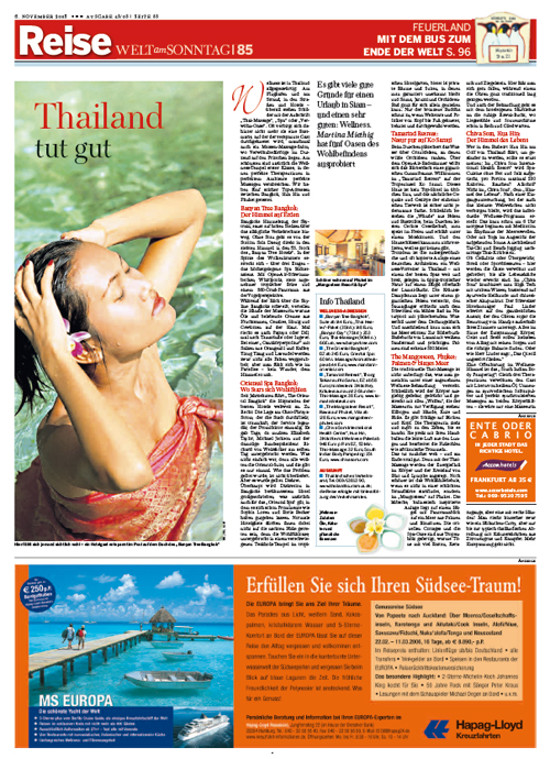 Thai-Wellness-Bericht in der Welt am Sonntag